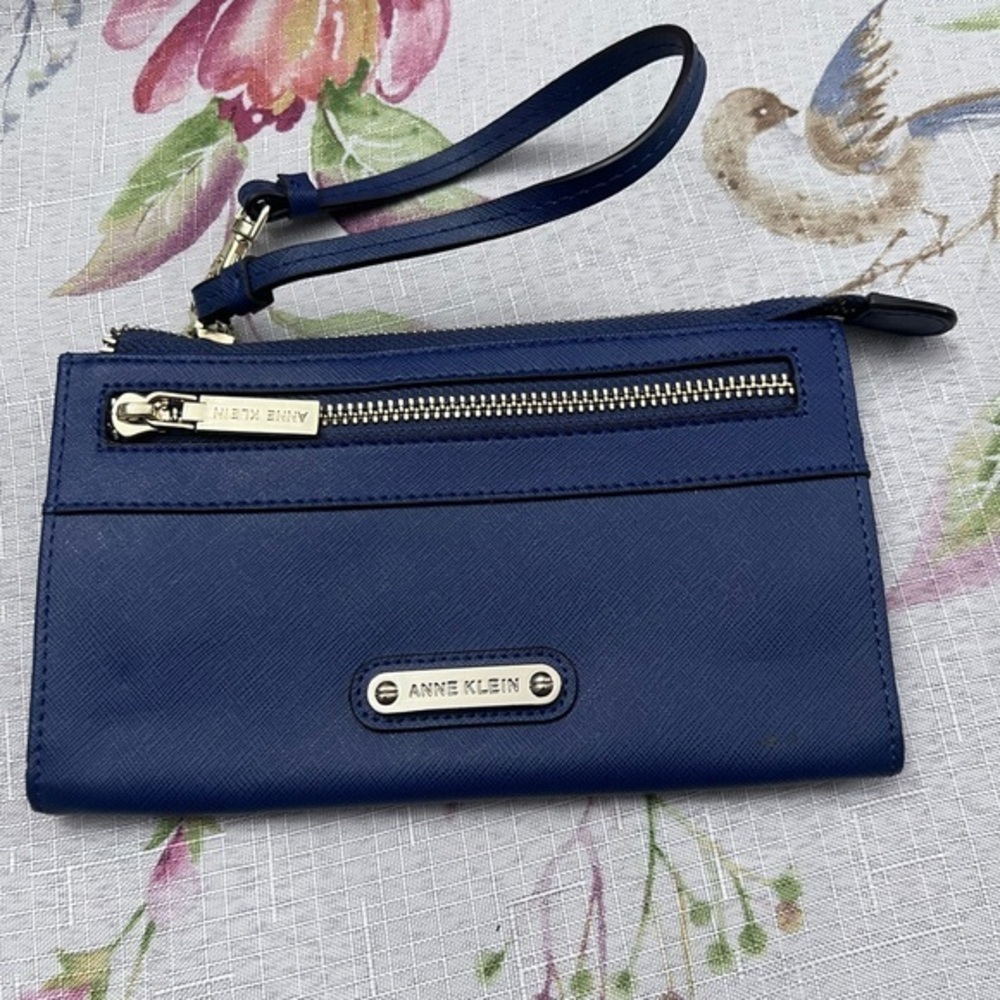 Anne Klein Women's Blue and Gold Wallet- Wristlet